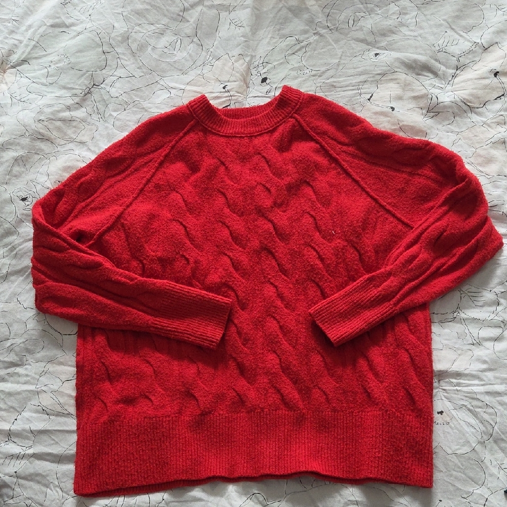 Aerie Vibrant Red Crew Neck Sweater